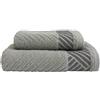 MAXIME MAISON - Set Asciugamani Bagno Viso e Bidet in Morbida Spugna 100% Cotone Assorbente (450 gr/m²) Set da Bagno 2 Pezzi Asciugamano Viso 55x100cm, Asciugamano Ospite 40x60cm (Chevrone Grigio)