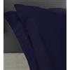 Home Tresor - Raffinata Coppia di Federe Cuscini Letto con Volant - 100% Puro Cotone - Made In Italy - 57 fili cm2 - cm. 52x82 - Blu Notte