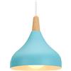 iDEGU 20CM Lampada a Sospensione Retrò LED Lampada a Soffitto in Legna Metallo Moderna Lampadario a Forma di Goccia Stile Scandinavo Plafoniera per Soggiorno Sala da Pranzo Cameretta (Blu 1 Pezzo)
