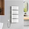 EMKE Scaldasalviette elettrico con elemento riscaldante wifi termostatato,1041x500mm 600W，Pannello asciugamano elettrico con asta di riscaldamento con timer, Bianco