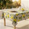 Tex family Tovaglia Dory Sorisole, cotone pesante 80/20, stampa limoni e foglie su fondo greige, 5 misure - Cm. 140x180 x6 persone