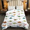 Loussiesd Set di biancheria da letto con dinosauro, con Trapunta e piumone colorato, motivo animali della giungla, per bambini e bambini, stile fauna selvatica, piumino 200x200cm reversibile