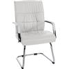 CLP Sedia Cantilever con Braccioli Sievert I Poltrona da Ufficio in Similpelle con Schienale I Sedia Ospiti in Metallo Cromato, Colore:Bianco