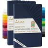 Lavea® Set 2 Lenzuola con Angoli Singolo 90x200 cm - Jersey 100% Cotone - Per Materassi Topper fino a 10 cm - Con Elastico Tutto Intorno - Certificato OEKO-TEX - Blu Galassia