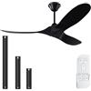 MSHENUED Ventilatore da soffitto nero da 177cm senza luce, per interni ed esterni, con telecomando, ventilatore a soffitto a elica con 3 pale in legno di noce, silenzioso ventilatore da soffitto a 6 marce
