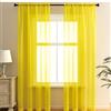 Duories Set di 2 Tende Trasparenti in Voile per Soggiorno, Tende Semi-Trasparenti per Soggiorno, Moderna Tenda in Voile con Occhielli per Finestra, Camera da Letto, Porta Balcone, 100x270cm Giallo