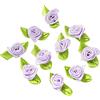 Duories 100 mini teste di fiori artificiali, fiocchi, rose con foglia, fiori per fai da te, decorazioni floreali, decorazioni per fai da te, per scrapbooking, colore viola chiaro