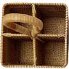 Generic Cestino in vimini - Cesto portaoggetti in vimini naturale, intrecciato a mano, cestino da picnic 17,8 x 17,8 cm, manico lungo, 4 scomparti, cestino in rattan per picnic, bottiglie, posate, utensili da
