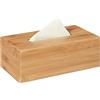 Relaxdays 2X Scatola Portafazzoletti, in bambù, per Fazzoletti Standard, Box, Bagno, Cucina, HLP 8,5 x 24,5 x 13,5 cm, Naturale