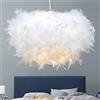 GUANSHAN Lampadario a sospensione con piume bianche, 50 cm, per soggiorno, camera da letto, sala da pranzo