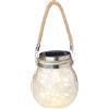 Brigros White - Lanterne Da Esterno Con Pannello Solare, Lampada Da Tavolo In Vetro A Luce Calda, Lanterne Solari Da Esterno (11,5x14 cm)