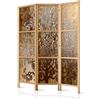decomonkey Paravento Decorativo 135x172 cm - Motivo albero marrone orientale, paravento da interno in legno solido pieghevole, parete divisoria casa design zen elegante - 3 pannelli
