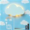 KZT LED Applique da Parete Dimmabile con Telecomando Bambini Lume Notturno a Nube Comodino Lampada da Parete con Presa, 3000K-6000K Luce Notturna per Camera da bambini Soggiorno, Bianco