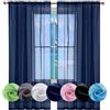 GAIFNAG Tende Voile in Poliestere 90 x 210 cm Termiche Isolanti, Voile Trasparenti con Occhiell Tende Tenda Antimosche a Fili con Pallini Morbidi per Finestra Soggiorno Camera, Blu Scuro