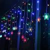WxiaoD Tende luminose a LED Fiocco di Neve Tenda Luce Ghirlande Luminose Tende Interni Esterni 8 Modalità di Natale Decorazione Party Giardino Finestra Serata (Colorato, 4m 96LED)