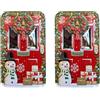 your castle Set di 2 scatole decorative per biscotti - Piccola scatola da porta con finestra rossa - Per biscotti di Natale, cioccolatini, cioccolatini - Circa 15 x 9 x 4,5 cm - Volume: 500 ml