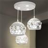maolo Lampadario Elegante Arabesque a Sospensione 3 Globi E27 LED 6500K Design Moderno con Cristalli Rifrangenti Struttura Metallica Bianca Illuminazione Decorativa per Interni