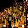 SCOZIA Luci a LED a caduta di neve 30 cm 8 tubi 192 LED LED a cascata Luce natalizia Ghiacciolo Neve Illuminazione autunnale per decorazioni per la casa all'aperto Giardino Albero, Bianco cald