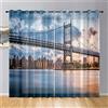 Hiseng Tenda per Interni Moderno Tende Filtranti 2 Pannelli, Vista Città Stampa Tende Voile Semi Trasparenti Sheer Tenda per Cameretta da Letto Soggiorno Camera Balcone (140x244cm,Blu Ponte)