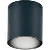 Partenopea Plafoniera faretto cilindrico tondo per soffitto da esterno IP54 per balconi terrazza patio androni Bagno cucina dotato di attacco per lampadine GU10 (Nero, con lampadina luce bianco freddo 6500k)