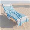 INTRECCI Telo Mare per Lettino 75x195 cm, Ultra Assorbente (80% Cotone), con 2 Tasche e Elastici Antiscivolo, Lavabile, Ideale per Spiaggia e Piscina, Colore: Turchese