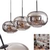 hofstein Lampadario a sospensione Apedo, lampada a sospensione in metallo/vetro nero fumo, lampada dal design moderno retrò/vintage con ombrelli in vetro (Ø 30 cm), altezza max 145,5 cm, 3 lampadine E27, senza