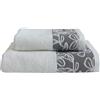 MAXIME MAISON - Set Asciugamani Bagno Viso e Bidet in Morbida Spugna 100% Cotone Assorbente (450 gr/m²) Set da Bagno 2 Pezzi Asciugamano Viso 55x100cm, Asciugamano Ospite 40x60cm (Floren Bianco)