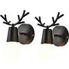 iDEGU Set di 2 lampade da parete moderne da interni con decorazione in legno di cervo, lampada da parete in metallo, per camera da letto, soggiorno, scala corridoio, bagno, colore: nero