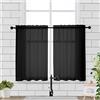 Chyhomenyc Tende velate lunghe 91 cm, corte in voile trasparente, per finestre piccole per bagno, bar, soggiorno, fattoria, 2 pezzi, 106 x 91 cm, tasca per asta, colore nero