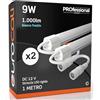 Eurocali Striscia LED 1 metro Rigida con profilo in alluminio 9W 12V 1000 lumen Luce Fredda 6500K - Plug & Play - Pacco da 2