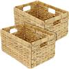 HMF Cesto portaoggetti compatibile con libreria Billy, Cesto intrecciato in giacinto d'acqua con tre manici | Set da 2 | 35 x 25 x 20 cm | Naturale