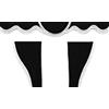 Generic Set di tende per camion - 3 pezzi in nero con pompon bianchi