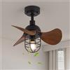 Luyaim Piccolo Lampadario Ventilatore Con Telecomando Retro Silenzioso Plafoniera Con Ventilatore Integrato 6 Velocità DC Motore Reversibile Per Camera Da Letto Soggiorno Ventole Da Soffitto Design