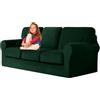UNBBRRL Copridivano Ektorp Copri Divano in Velluto, Rivestimento Individuale del Cuscino E dello Schienale Salvadivano Lavabile Mobili Protector (Verde Scuro,3 posti 7 pz)