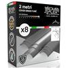 Eurocali Copertura Angolare Profilo alluminio per Strisce LED MEDUSAFLEX mod. Aurelia 2 Metri - Grigia Fumé - Made in Italy in Policarbonato stabilizzato UV certificata UL94HB - Garanzia 10 anni - Pacco da 8