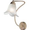 Be-Light Applique 1 Luce Alice Ferro Battuto Avorio E Oro Vetro Bianco