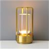 Lllunimon Lampada da Tavolo Senza Fili, 3 Colori Lampada Lanterna di Cristallo, Ricaricabile A Batteria Portatile LED Lampada da Scrivania per Soggiorno/Camera da Letto/Esterno/Bar/caffè,d'oro