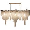 Junhong Lighting Nappa lampada argento alluminio catena soffitto lampada lampadario camera da letto studio lampada (L120cm x W40cm x H90cm)