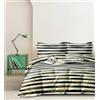 CDV Casa di Venere CDV Set di Biancheria da Letto 4 Pezzi con Stampa, Microfibra Set Copripiumino per Letto Matrimoniale con Zip, Lenzuolo con Angoli e 2 Federe, Set Copripiumini e Federe (Matrimoniale, Righe)