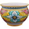 Sicilia Bedda - VASO IN CERAMICA DI CALTAGIRONE - Realizzato e Dipinto a Mano - Altezza 20 CM Diametro 26 CM (Fiore su Maioliche)