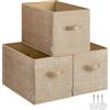 SONGMICS Scatole Portaoggetti Pieghevoli, Set di 3 Contenitori, 50 x 30 x 30 cm, Organizzatori per Armadio, 2 Maniglie, Portaetichette, per Camera da Letto Soggiorno, Beige Sabbia ROB450K01