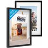 PHOTOLINI 3D cornici 30x40 cm nero, cornice profonda con vetro e passe-partout, set di 2 cornici per oggetti fino a 1,5 cm di profondità, legno MDF - perfetta per il fai da te e come regalo