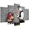 Cuadros B&D XXL - Quadro Moderno Banksy Collage 200x100 cm 5 Pezzi - Stampa su Tela Grande - Quadri Moderni Componibili Camera da Letto Matrimoniale - Stampe da Parete Arte - Poliziotto i-B-0040-b-m