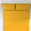 Corredocasa Completo Letto Set Lenzuola in Puro Cotone 100% Piazza e Mezza Tinta Unita Made in Italy Lenzuola sopra, Lenzuolo sotto e 1 Federa - Biancheria da Letto, (Una Piazza e Mezza Giallo)