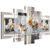 Cuadros B&D XXL - Quadro Fiori Orchidea 200x100 cm 5 Pezzi - Stampa su Tela Strutturata XXL Grande - Quadri Moderni Componibili Camera da Letto Matrimoniale - Stampe da Parete Arte - Astratto