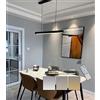 WJYCYN Lampada a LED a sospensione moderna dimmerabile con telecomando Design lineare Pendenti da tavolo e luci a sospensione Altezza regolabile per la sala da pranzo Lampadari da ufficio (L80cm, Nero)