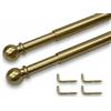 Tex family Coppia Astine Tex per Tende a Vetro Ø7 mm, Ottone Lucido, Estensibili/Telescopiche e Tagliabili, Supporto a Vite con 4 Viti a L, Made in Italy - Cm. 30-40