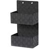 BM 7364 Cestino Portaoggetti Bagno Effetto Rattan, Cestini da Scaffale con 2 Scomparti Nero Intrecciato Organizer Rettangolare Scatole Portaoggetti Adatto a Diversi Usi Organizzazione