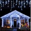 Partenopea Tenda luminosa esterno natalizia luci a 256 led da balcone decorazioni di Natale feste eventi bassa tensione 31V gioco flash bianco (Luce bianca fissa + fredda flash, 6 metri)