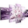 Runa Art - Quadri Fiori Gigli 200 x 100 cm 5 Pezzi XXL Decorazione Murale Design Viola 020151b